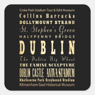 Dublin stad av Irland typografikonst Fyrkantigt Klistermärke