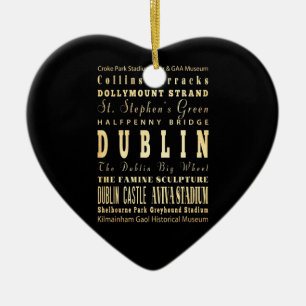 Dublin stad av Irland typografikonst Julgransprydnad Keramik