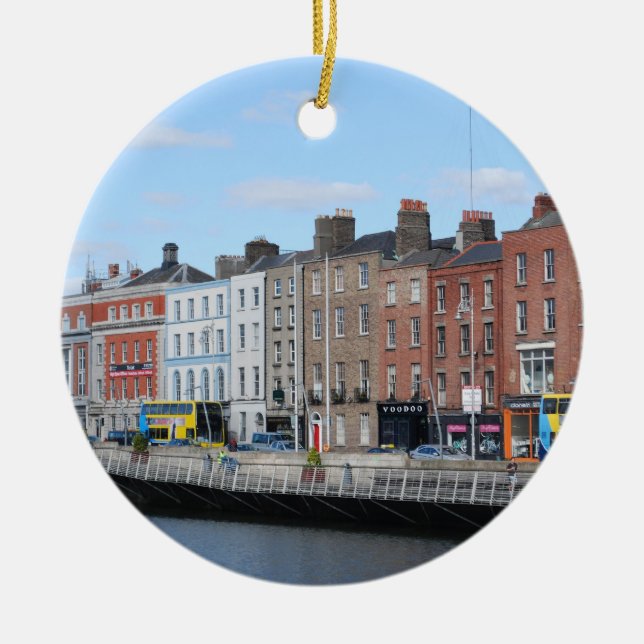 Dublin stad på Liffeyen Julgransprydnad Keramik (Framsidan)
