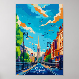 DublinIrland vintage resor ställe illustration Poster