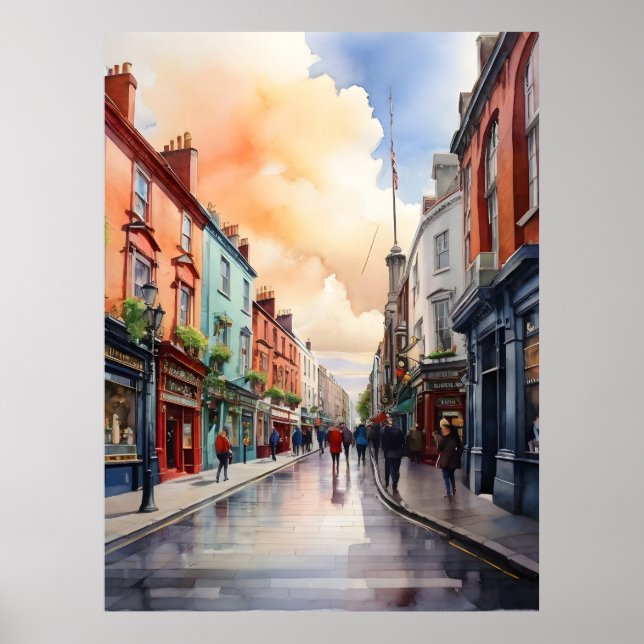 Dublins vattenfärgskonst poster (Framsidan)