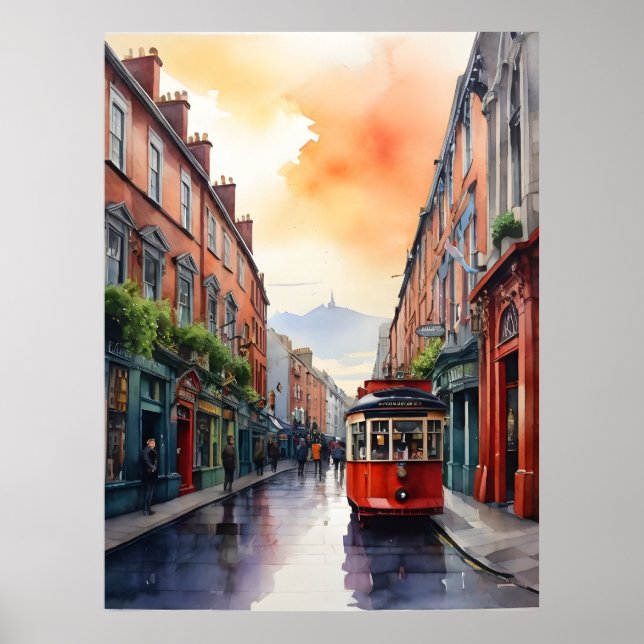 Dublins vattenfärgskonst poster (Framsidan)