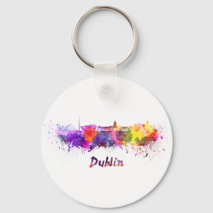 Dublinskylin i vattenfärg nyckelring