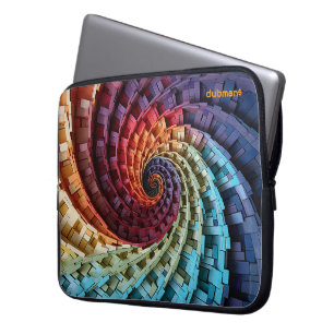Dubman Design: Fibonacci Regnbåge Trippy Spiral Laptop Fodral