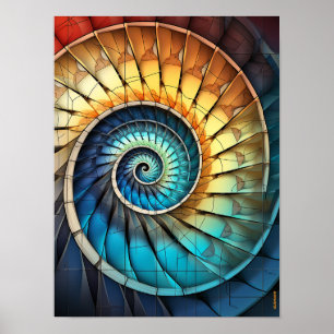 Dubman Designs: Fibonacci Regnbåge Spektrum Collag Poster