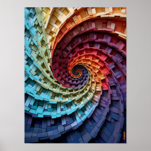 Dubman Designs: Fibonacci Regnbåge Trippy Spiral Poster