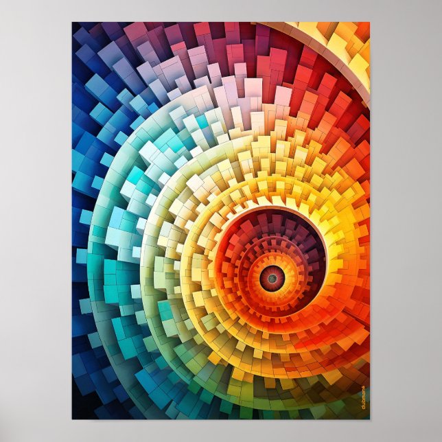 Dubman Designs: Ljus regnbåge spiral Fibonacci  Poster (Framsidan)