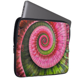 Dubman Designs: Lysande rosa och grön Fibonacci Laptop Fodral