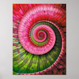 Dubman Designs: Lysande Rosa och Grön Fibonacci Poster