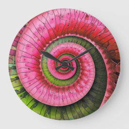 Dubman Designs: Lysande Rosa och Grön Fibonacci Stor Klocka