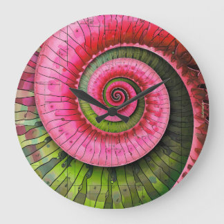Dubman Designs: Lysande Rosa och Grön Fibonacci Stor Klocka