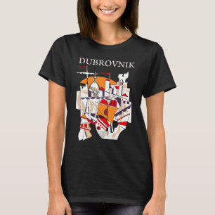 Dubrovnik Abstrakt Kollage Konst Svart Resa T Shirt