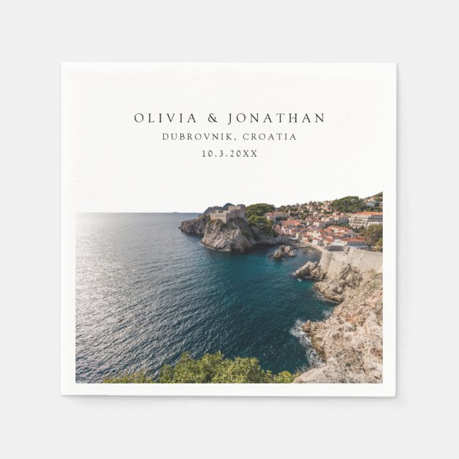 Dubrovnik Bröllop Anpassningsbar Cocktail Napkin Pappersservett (Framsidan)