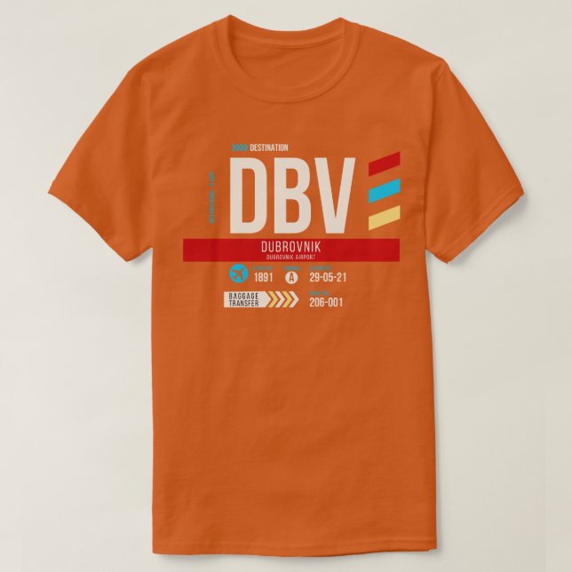 Dubrovnik DBV Airport Code Baggage Märkre 1 T Shirt (Design framsida)