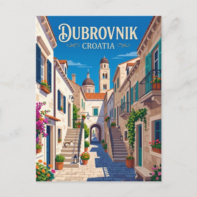 Dubrovnik Gamla Stan Gränd Kroatien Vykort (Framsida)
