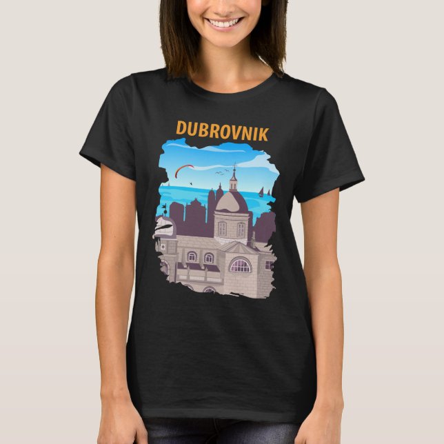Dubrovnik Gamla Stans Katedral Lila Resa T Shirt (Framsida)