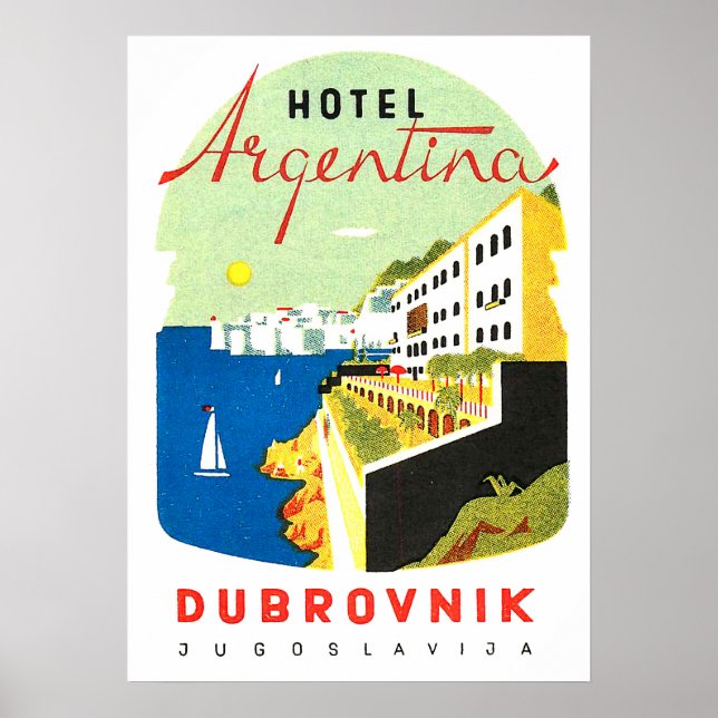 Dubrovnik, Jugoslavien, Adriatiska havet, vintagen Poster (Framsidan)
