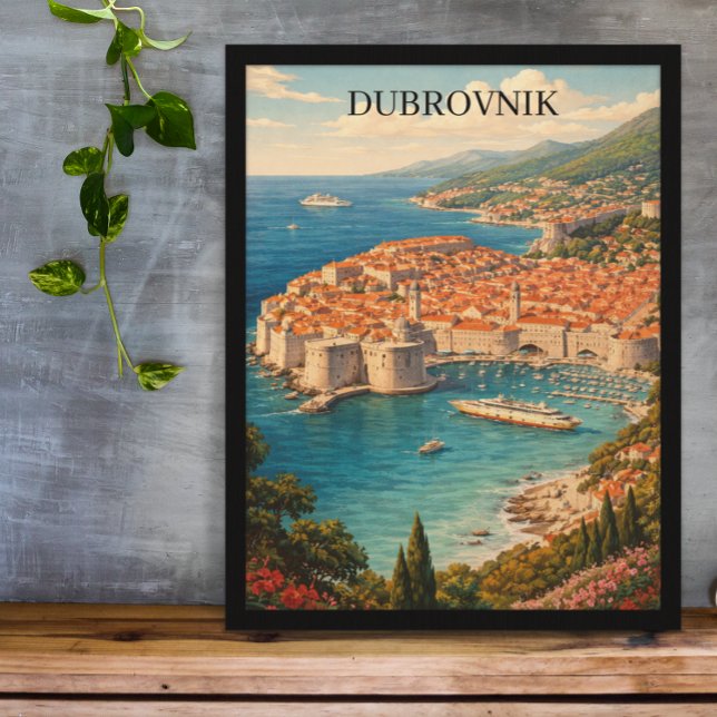 Dubrovnik, Kroatien – Adriatiska pärlan Resa Poster (Dubrovnik, Croatia – Pearl of the Adriatic Travel Poster)