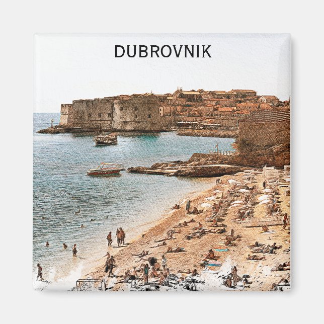 Dubrovnik Kroatien Adrica Kusten Beach Magnet (Framsidan)