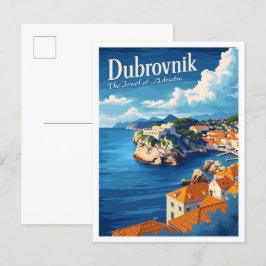 Dubrovnik Kroatien Art Travel Ställe Illustration Vykort