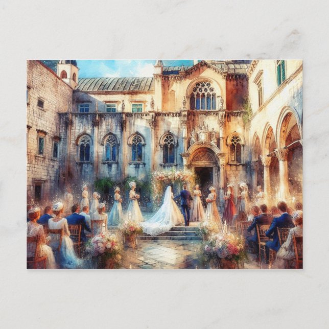 Dubrovnik Kroatien bröllop Sponza Palace Vykort (Framsida)