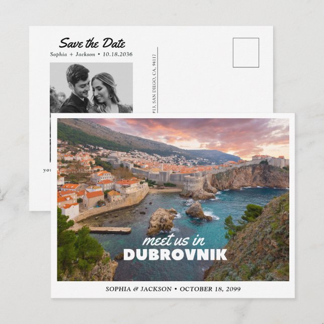 Dubrovnik Kroatien Bröllopshelg Spara Datum Vykort (Fram/baksida)