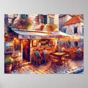 Dubrovnik Kroatien Buza Pub Torn Poster