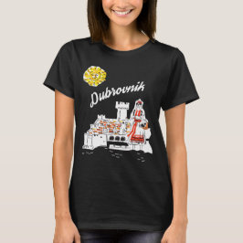 Dubrovnik Kroatien Fästning Vit Röd Resa T Shirt