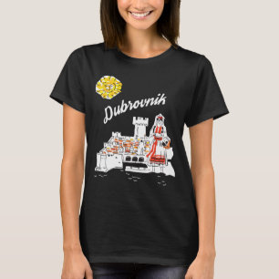 Dubrovnik Kroatien Fästning Vit Röd Resa T Shirt