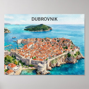 Dubrovnik Kroatien Gamla Stan Adriatiska Kusten St Poster