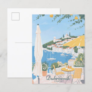Dubrovnik Kroatien Gouache Illustration Travel Vykort