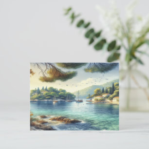 Dubrovnik Kroatien Mljet ö vattenfärg Helg Vykort