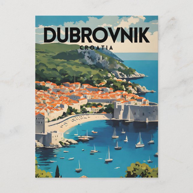 Dubrovnik Kroatien Nostalgic Vintage resor Vykort (Framsida)
