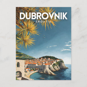 Dubrovnik Kroatien Nostalgisk Retro Resa Vykort
