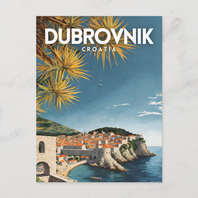 Dubrovnik Kroatien Nostalgisk Retro Resa Vykort (Framsida)
