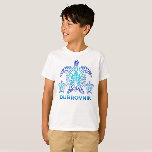 Dubrovnik Kroatien Ocean Blue Sea Turtle Souvenirs T Shirt (Hel framsida)