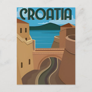 Dubrovnik Kroatien Resa Konst Vintage dela Vykort