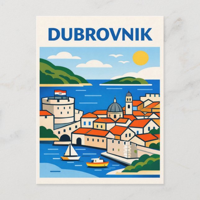 Dubrovnik Kroatien Resebrev vykort (Framsida)
