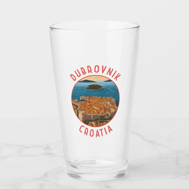 Dubrovnik Kroatien Retro Distress Circle Glaskopp (Framsida)