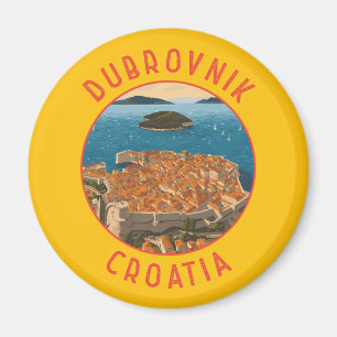 Dubrovnik Kroatien Retro Distress Circle Magnet