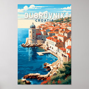 Dubrovnik Kroatien Travel Art Vintage Poster
