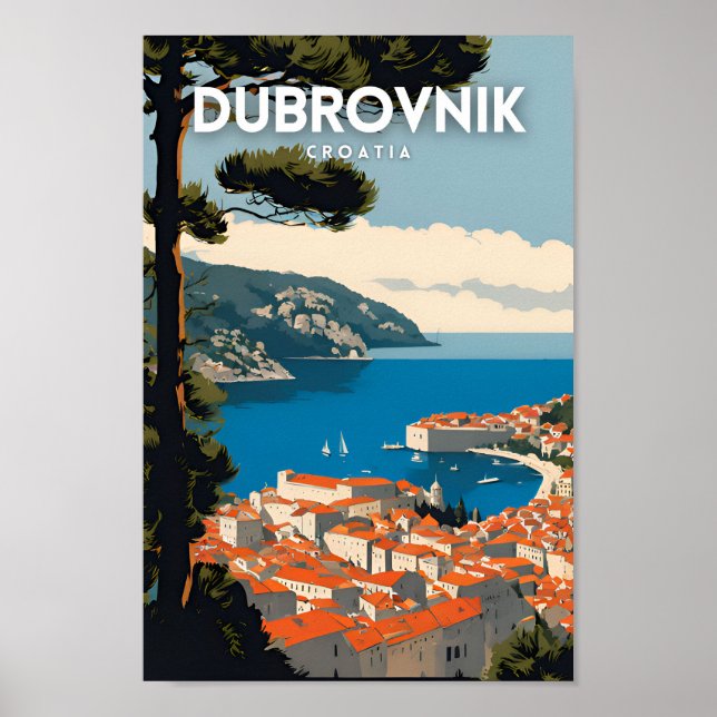 Dubrovnik Kroatien Travel Poster (Framsidan)