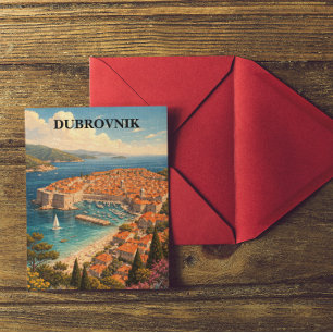 Dubrovnik Kroatien Vintage Resemålningar Konst Vykort
