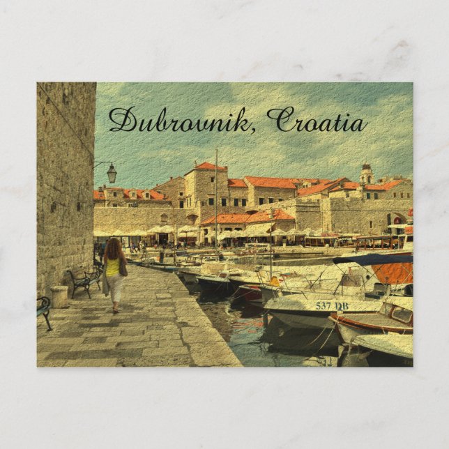 Dubrovnik Kroatiens hamn Vykort (Framsida)