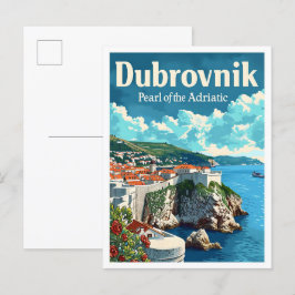 Dubrovnik Kroatiens konstnärliga reseillustration Vykort