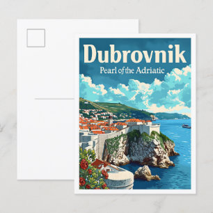 Dubrovnik Kroatiens konstnärliga reseillustration Vykort
