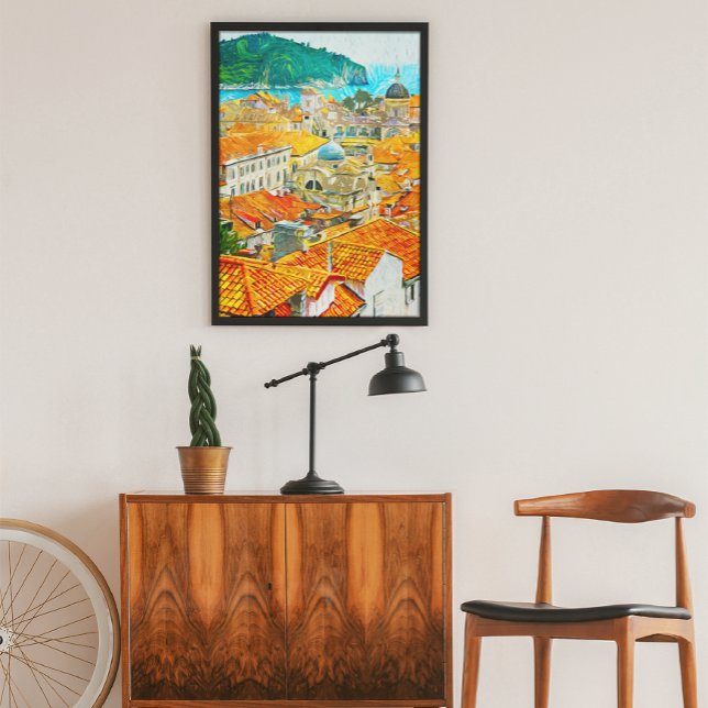 Dubrovnik Kroatiens Poster av vattenfärgsolja (Dubrovnik Croatia Watercolor Oil Paint Poster)