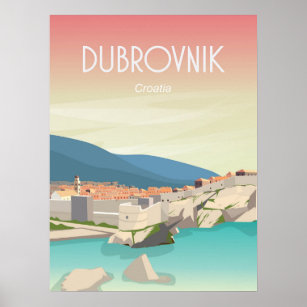 Dubrovnik Kroatiens reseaffisch för den gamla stad Poster
