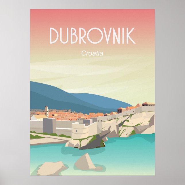 Dubrovnik Kroatiens reseaffisch för den gamla stad Poster (Framsidan)