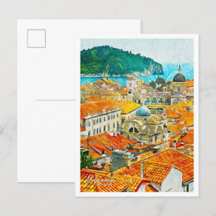 Dubrovnik Kroatiens vackra oljefärgning liggande Vykort
